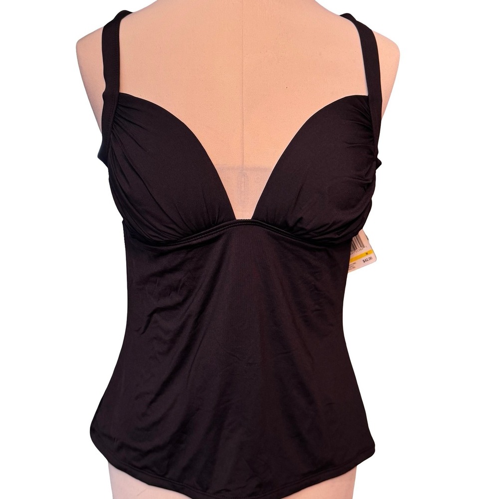 Cole of California Tankini Top Women Medium Black Swimsuit Convertible NEW - Picture 2 of 15